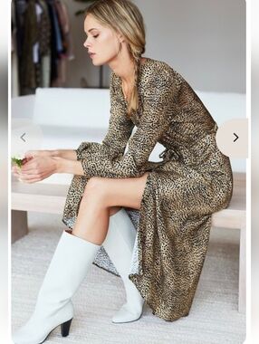 NWOT Emerson Fry Little Cheetah May Long Line Max Dress 100% Silk Size Small